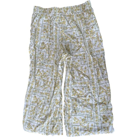 Joie 100% Linen Wide Leg Ankle Pants Ivory Floral Size XL - Picture 7 of 7